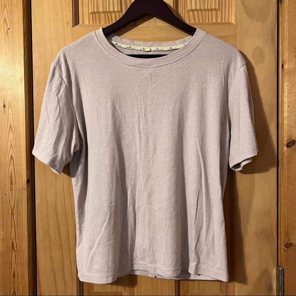 short sleeve round neck beige tee